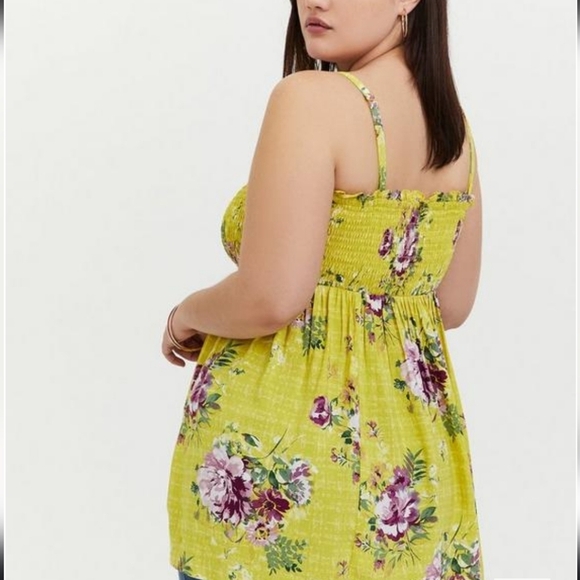 TORRID Plus Size Floral Babydoll Cami Elastic Strappy Top size 1 - Picture 8 of 14